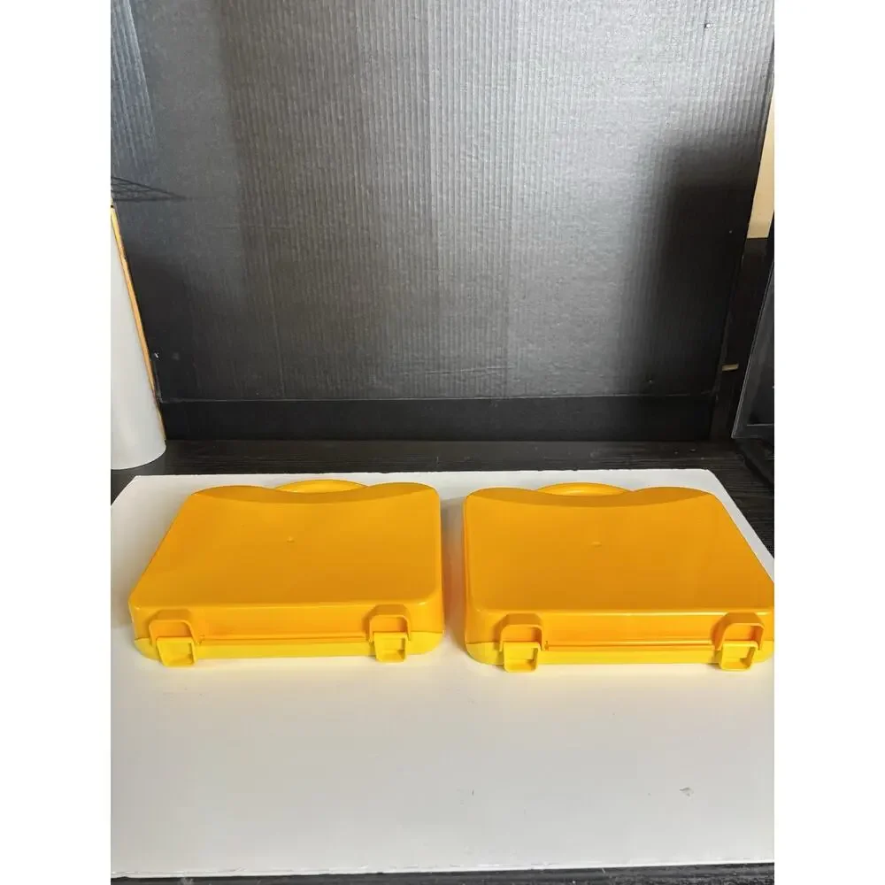 LEGO Set of 2 Storage Carrying Cases Yellow & Orange Adjustable Dividers VG Cond